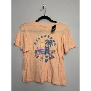 Billabong Womens Top Shirt Size XL Orange Short Sleeve Graphic Tee Cropped